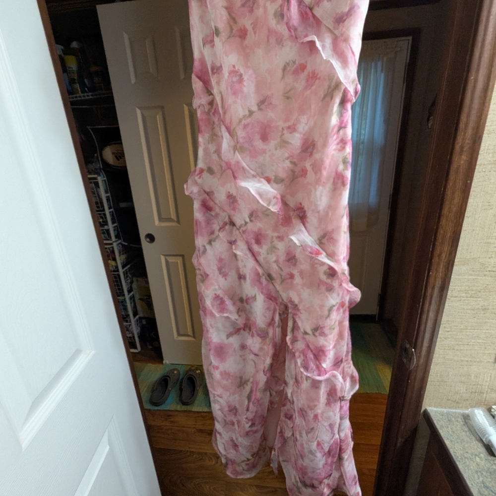 Lulu's Pink Floral Ruffled Slip Dress - Picture 9 of 13